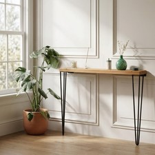 INDUSTRIAL STYLE NARROW RUSTIC WOODEN HAIRPIN HALL TABLE CONSOLE