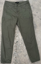 Banana Republic Pant Women 8 Utility Pockets Regular Fit Olive Gree Cotton Chino