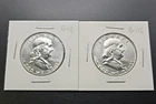 Ben Franklin Half Dollar 90% Silver, Lot of 2- 1962 & 1963-AU-- B-113