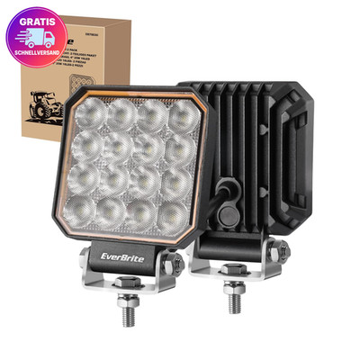 EverBrite LED Arbeitsscheinwerfer 25W 12V 24V 2er Set Zusatzscheinwerfer