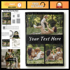 Custom Photo Collage Throw Blanket - Next Day Shipping, Personalized Text  Imag