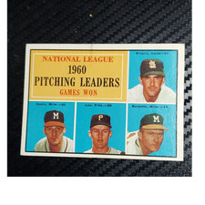 Topps 1961 League Leaders Ernie Broglio Lou Burdette Vern Law #47 Baseball Card