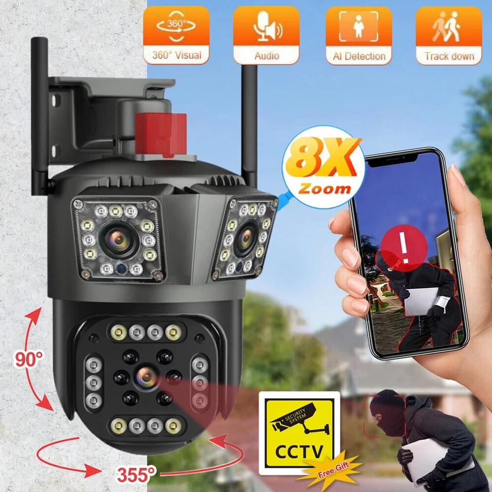 4K Camera PTZ WiFi IP Auto Tracking Survalance CCTV Camera 8X Zoom Cam Outdoor - Image 3 of 4