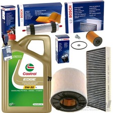 BOSCH FILTERSET+CASTROL 5W30 ÖL passend für AUDI A4 B9 A5 F5A F53 57 Q5 FY /TDI