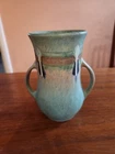 Roseville pottery Monticello turquoise 5" 2-handled vase