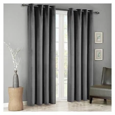 SINGINGLORY Velvet Curtains Grey 52 x 96 Inch Blackout Grommet Window Curtain...