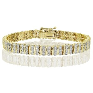 Authentic 18K Gold Plated 0.25ct Natural Diamond S Pattern Tennis Bracelet 7" for Women