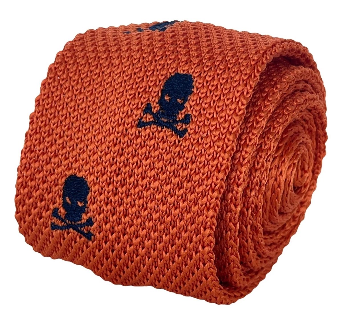 Cravate Tricot En Soie Orange Abricot Tony & Paul, Fabriquée En Italie