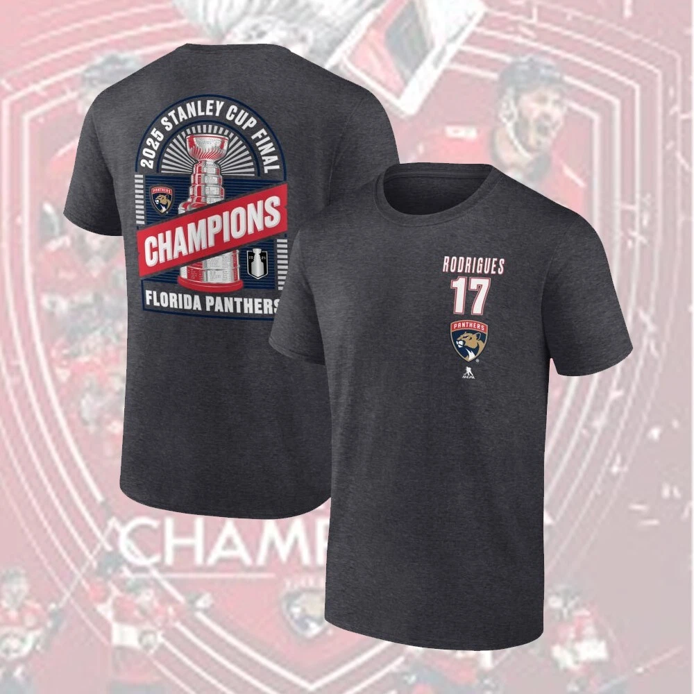 Florida Panthers 2025 Stanley Cup Champions Double-Sided T-Shirt - Marchand, Tkachuk, Bennett