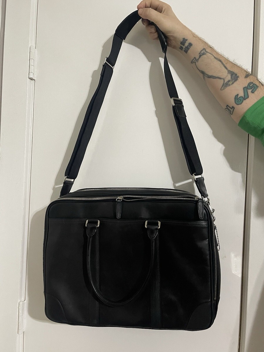 Coach Work Bag Beautiful Black Leather Commuter Laptop Bag Large