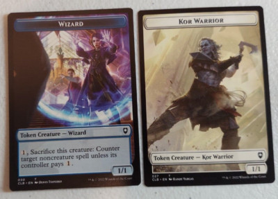 4x Wizard Token - Kor Warrior - two-sided token NM Battle for Baldur's Gate