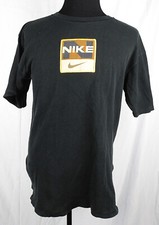 VTG Nike Appliqued Patch Black Rib Knit S/S T-Shirt - Made in USA M