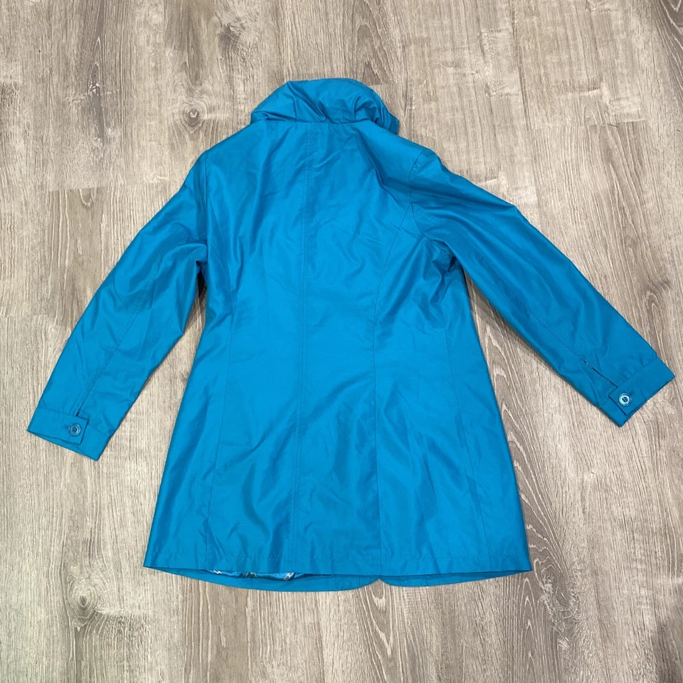 Chaqueta Abrigo Mujer Dennis Basso Azul Abotonada Poliéster Capucha Talla Mediana Foto 4 de 4