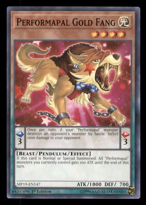 Yugioh Performapal Gold Fang #MP19-EN147 2019 Gold Sarcophagus Tin Mega Pack LP