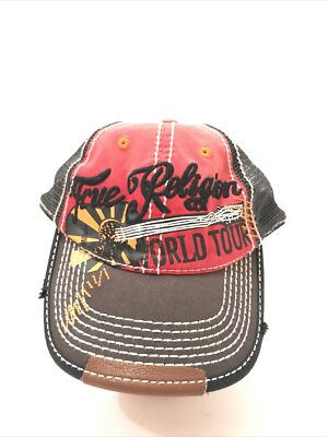 True Religion World Tour Leather Brim Snapback Hat