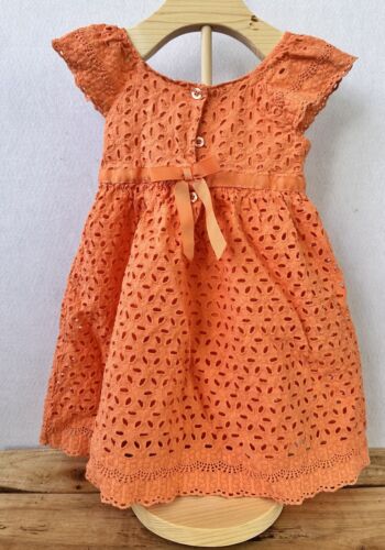 Blueberi Eyelet Whimsy Dress 3T Tangerine Orange Ruffles Cottagecore Summer - Picture 2 of 4