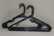 Lot of 10 Black Plastic Tubular Coat Clothes Hangers Home Organization Closet
