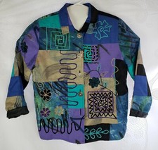 Julia Kin Unique Womens Embellished Embroidered Floral Casual Jacket Blazer Sz S