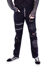 Vixxsin Hose Cursed Distressed Punk Slashed Gothic Pants Pentagramm Totenkopf