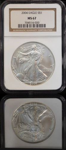 2004   $1 American Silver Eagle S NGC MS67 Free Shipping