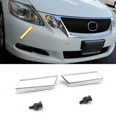 L&R Car Headlight Washer Nozzle Cover Chrome For 2006-2011 LEXUS GS300 GS350