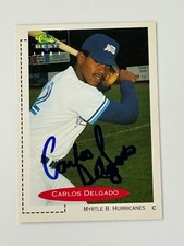 1991 CLASSIC CARLOS DELGADO RC AUTO BECKETT AUTHENTICATED AUTOGRAPH BLUE JAYS