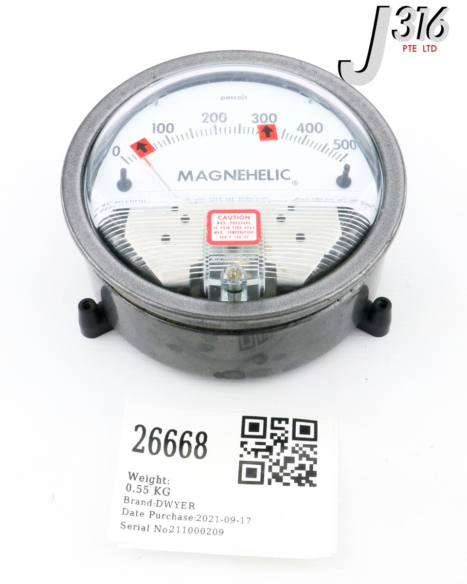 26668 DWYER MAGNEHELIC DIFFERENTIAL PR GAUGE, 0 TO 500 PASCAL 2000