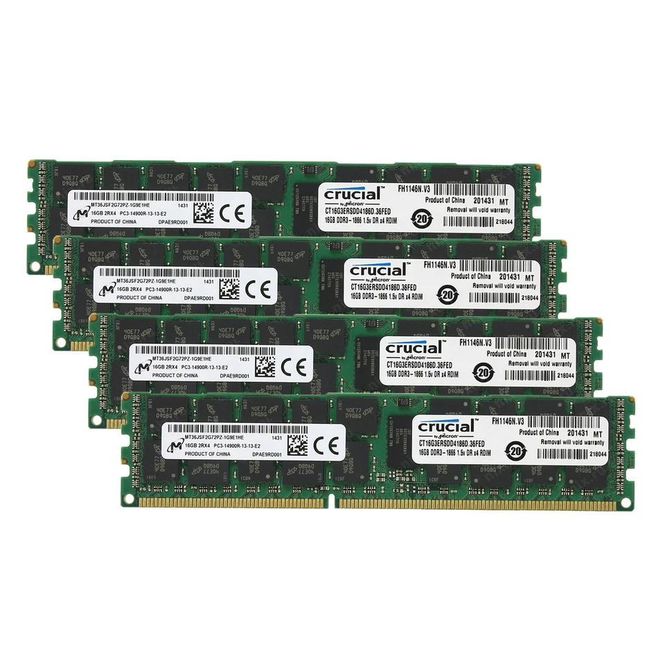 Crucial 64GB(4 x 16GB)Kit DDR3 1866MHz RDIMM ECC REG PC3-14900 Server Memory RAM - Image 3 of 4