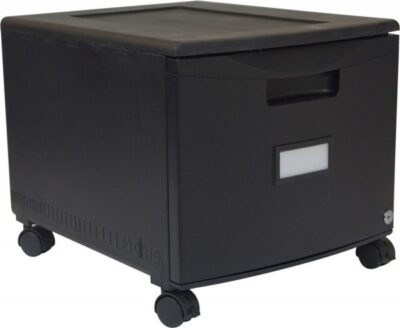 Storex 1-Drawer Mobile Lateral Filing Plastic Cabinet Black