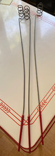 VTG-Lot of 3-Long Spiral Campfire Metal Hot Dog Roasters-Red Handle-28 inches
