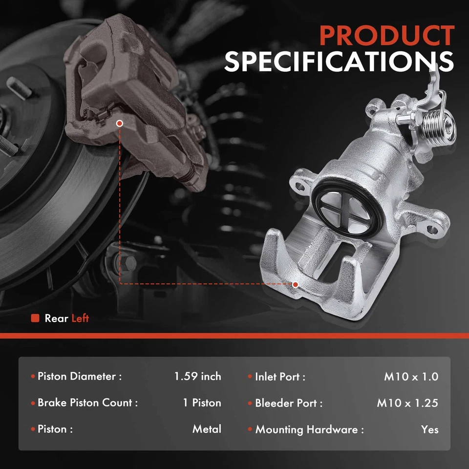 Pinza de freno trasera izquierda con pistón metálico para Honda S2000 2000-2009 L4 2,2 L 2,0 L Foto 2 de 4