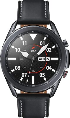 SAMSUNG Galaxy Watch3 SM-R840 45mm Stainless Steel Case with Leather Strap Black