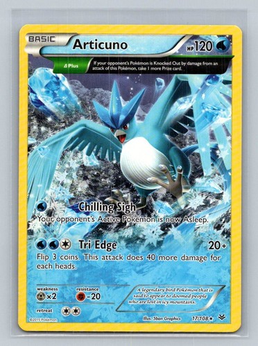 Pokémon TCG Articuno LP XY Roaring Skies 16/108 MISCUT ERROR