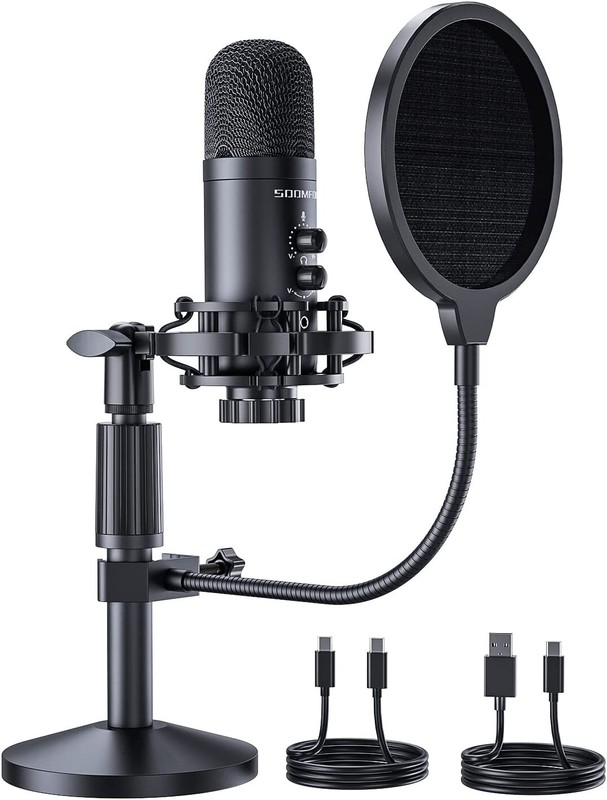 SOOMFON USB Condenser Microphone for PC PC Microphone with Liftable Stand
