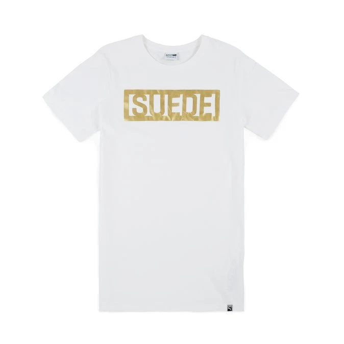 Puma Suede Tee Mens Short Sleeved T Shirt Top White Gold foil M eBay