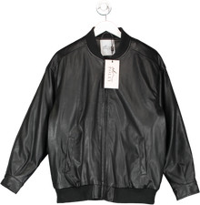 Oh Polly Black Maple Faux Leather Jacket Uk L