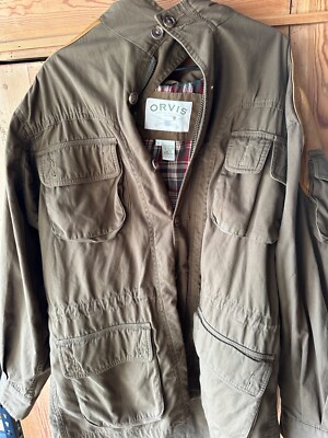Orvis Flannel Lined Leather Outdoor Field Jacket Shooting Fishing