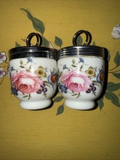 Vintage Royal Worcester Egg Coddlers Pink Ros...
