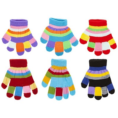 Kinderhandschuhe mehrfarbig gestreift Magic 6er Pack