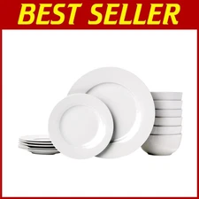 Stylish White Dinnerware Set, Service for 6, Plates & Bowls