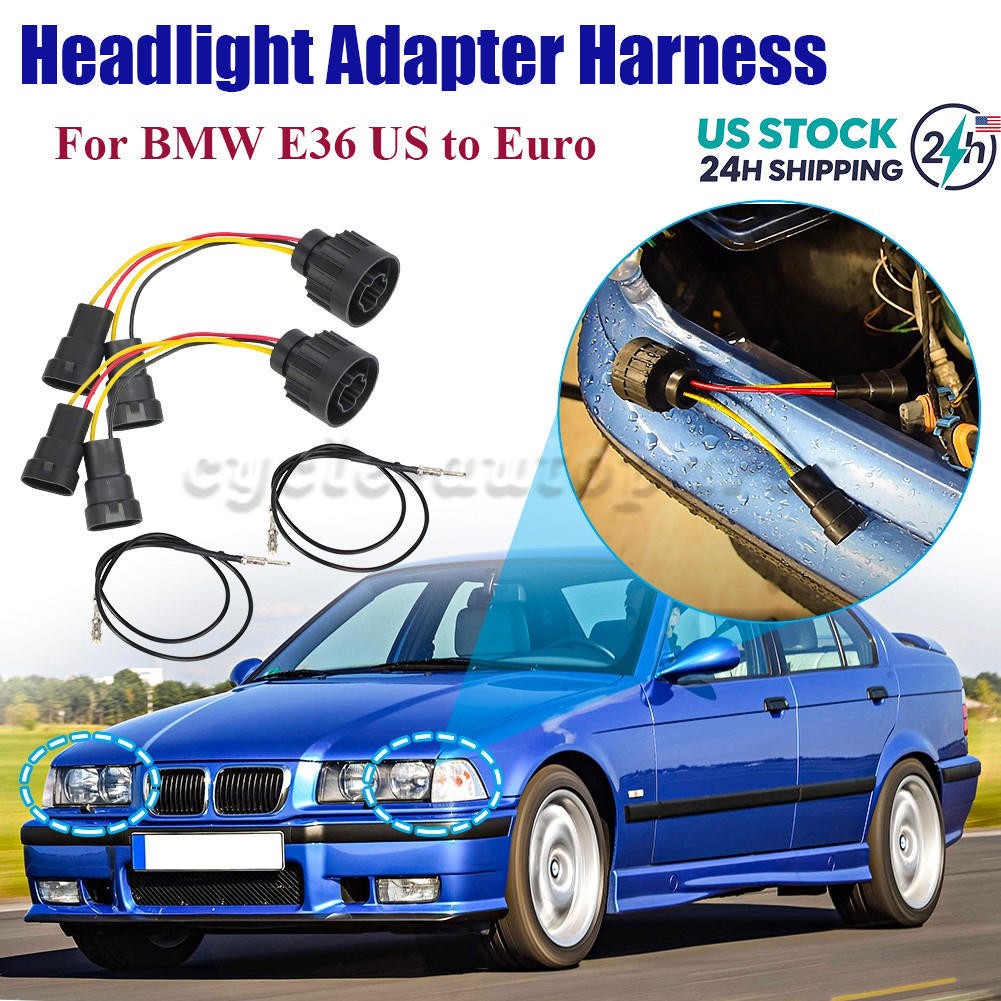 Headlight Conversion Harness PlugPlay For BMW E36 Euro Bosch AL ZKW Depo Pair