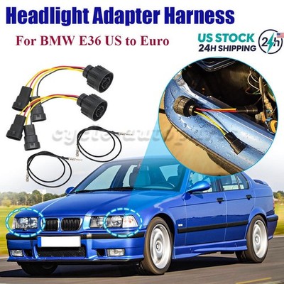 Headlight Conversion Harness Plug&Play For BMW E36 Euro Bosch AL ZKW Depo Pair
