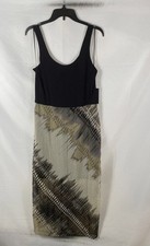 Vince Camuto Womens Black Multicolor Abstract Safari Sleeveless Maxi Dress M NWT