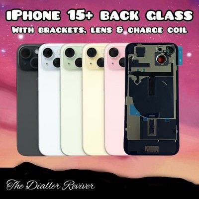 iPhone 15 Plus - Rückseite Backglas Ersatz mit Kameralinse, Halterungen & NFC Spule