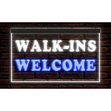 Insegna Neon Illuminata Bicolore Doppio Colore Walk-In Welcome Shop Caffè Bar Store