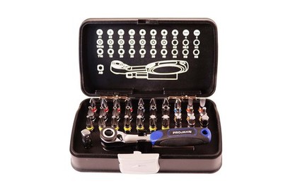 PROJAHN Color-Bit-Box 1/4'' mit Mini-Bit-Knarre Ratsche Torx Inbus - 33 teilig