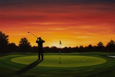 A Golfer Playing Golf Painting Wall Art Print Printed On Canvas Artprint