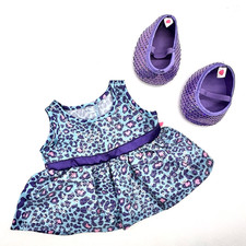 Build A Bear Purple Teal Sequin Cheetah Leopard Dress Shoes Teddy Outfit - READ