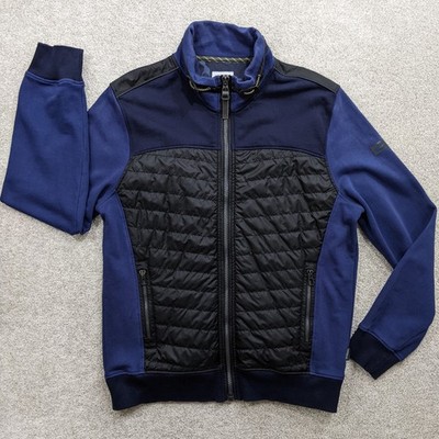 CAMEL ACTIVE Herren Hybrid Jacke Large blau Baumwolle Strick gesteppt Full Zip Pullover