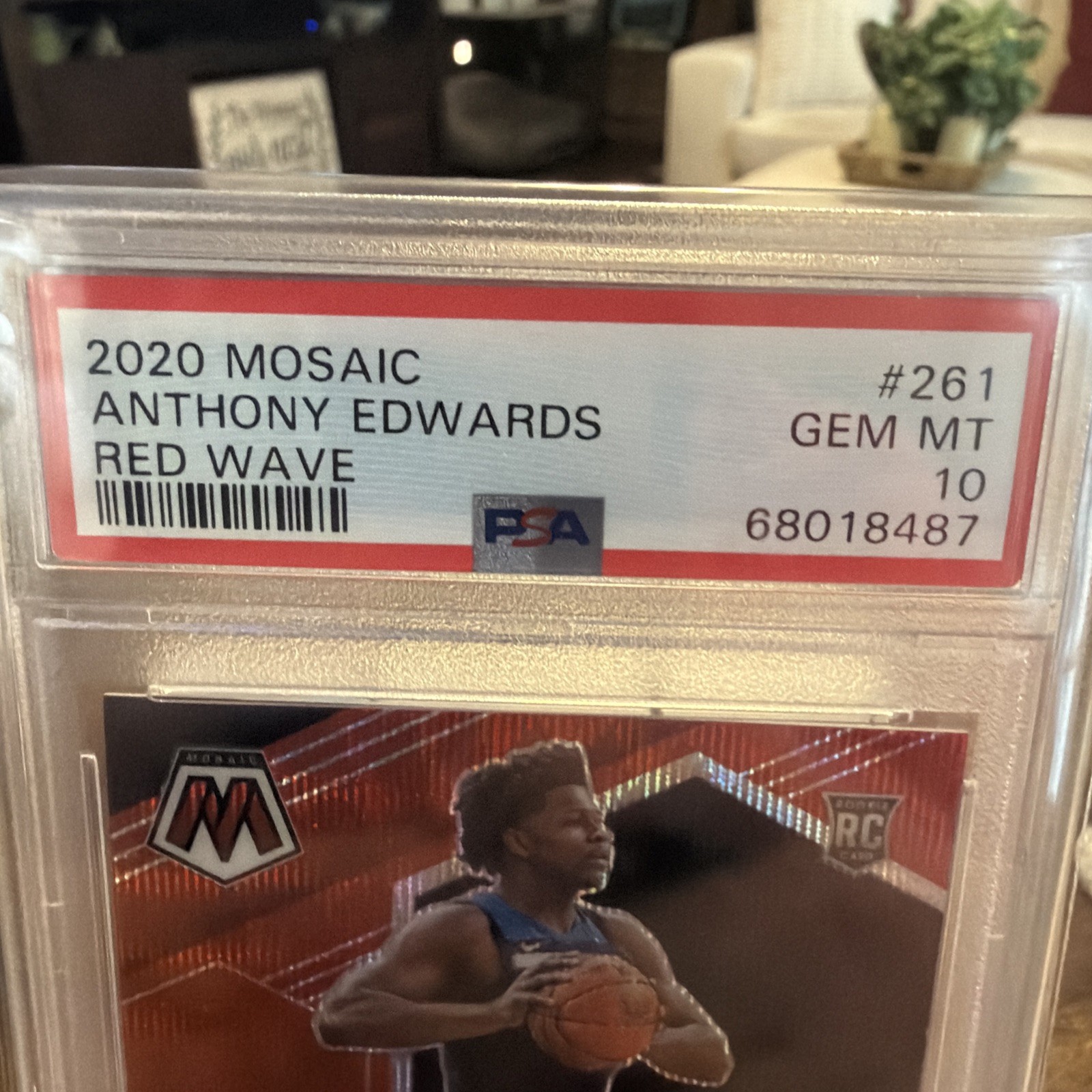 Anthony Edwards 2020 Mosaic Red Wave Rookie #261 TIMBERWOLVES RC PSA 10 view 8